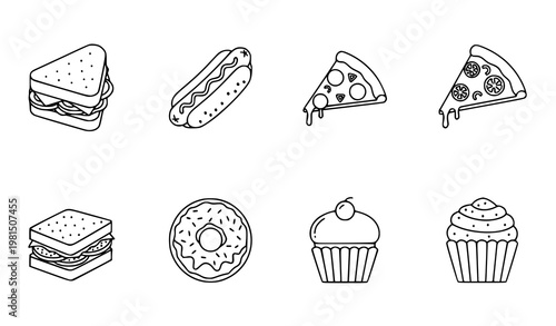 Catering thin line icons set – food service and event catering vector collection (EPS)