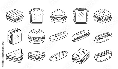 Restaurant line icons set – menu, service and food delivery outline vector collection