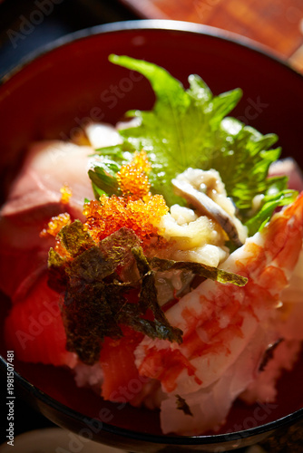 Seafood rice bowl, Japanese food