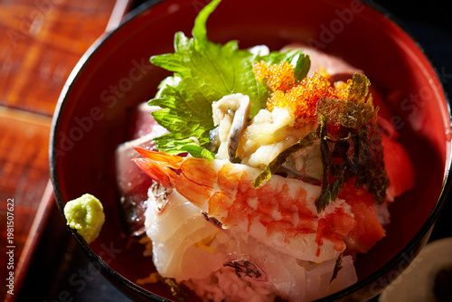 Seafood rice bowl, Japanese food