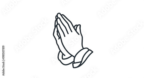 Praying hands in a gesture of supplication or gratitude clasped together in a simple line drawing
