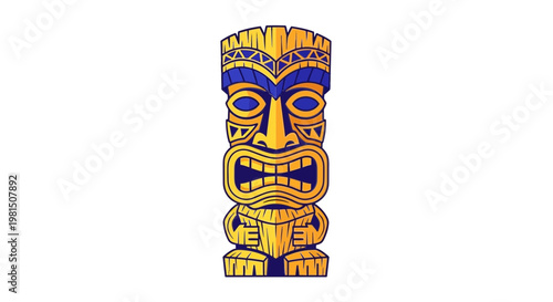 Tribal Tiki Idol Statue, Polynesian Culture, Tropical Island Art