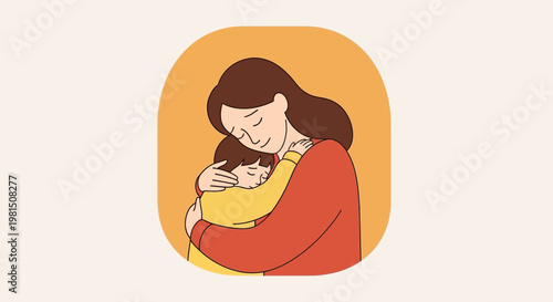 Loving Mother Embracing Child with Tenderness and Affection.