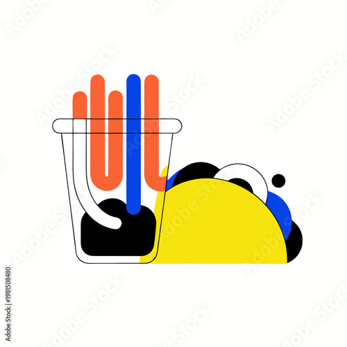 Traditional Mexican beef taco with lettuce, cheese, tomato, and sour cream, isolated vector on transparent background.