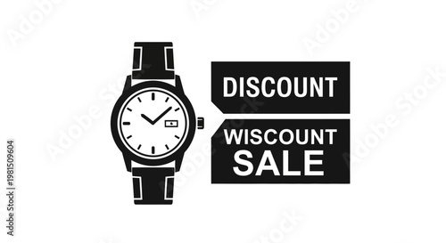 Discount Sale on Wristwatch - Black and White Icon