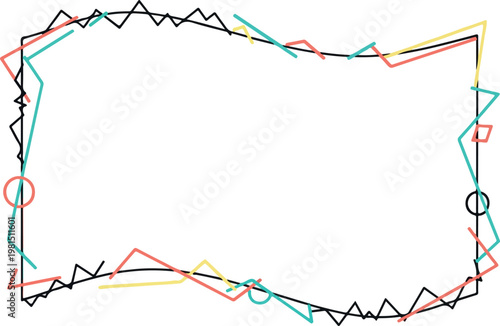 Abstract Geometric Vector Illustration of a Zigzag Pattern with Circles and Lines