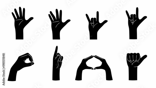 set of hands vector