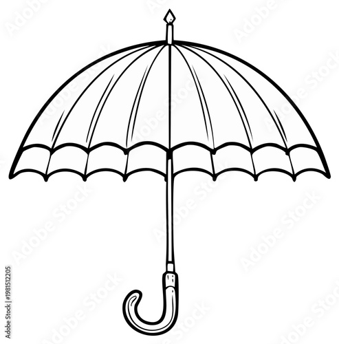 Classic Open Umbrella Outline Drawing Protective Weather Accessory
