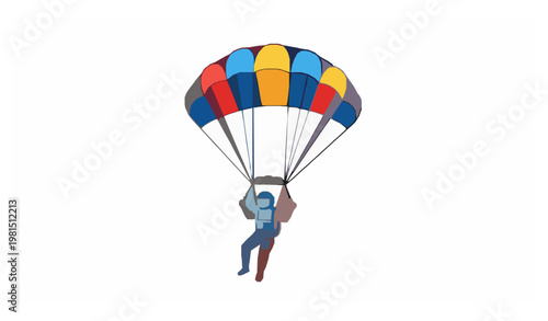 Skydiving parachute outdoor extreme sport flat vector illustration