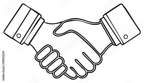Handshake vector illustration conveying agreement in business partnership or deal, outlining collaborative success in contracting or collaboration