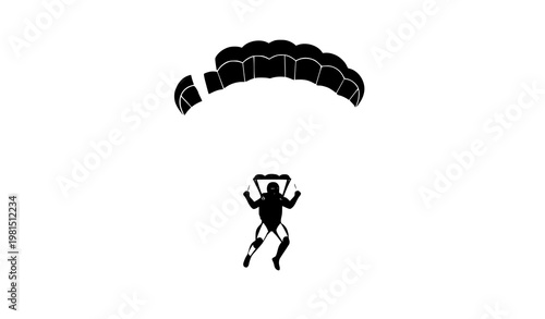 Extreme sports parachuting sky adventure cartoon vector illustration