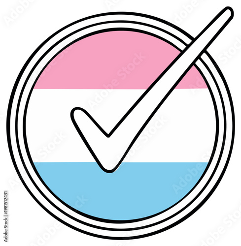 Transgender Pride Flag Check Mark Icon Approved Validation Symbol