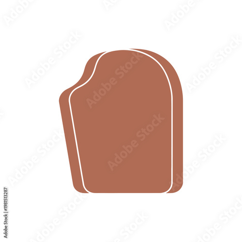 Abstract geometric shape in terracotta brown with white outline, modern minimalist design element