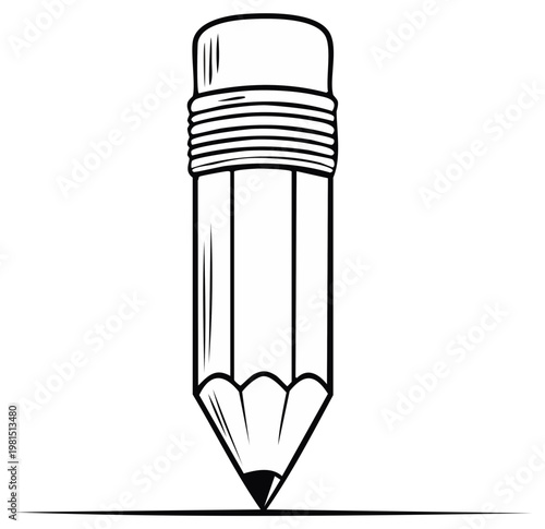 Cartoon pencil writing a line. School supplies and education concept.