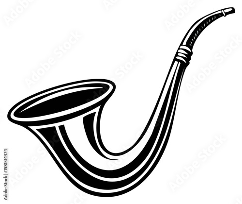 Elegant black and white saxophone illustration for jazz music promotion and artistic design elements