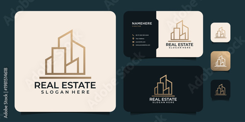 Real estate minimalist monogram logo design vector