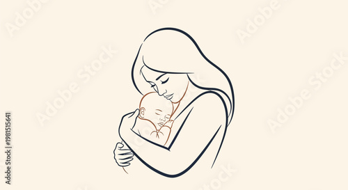 Mother embracing newborn baby with tenderness and love.