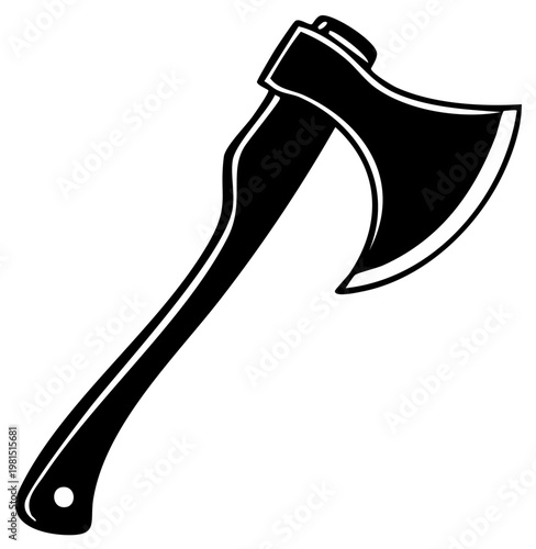 Black Axe Silhouette Design for Lumberjacks and Woodcutters, Vintage and Industrial Style, Tool Illustration for Forestry