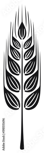 Elegant Black Wheat Stalk Silhouette Graphic Design Element Agriculture