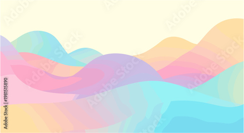 Abstract mountain range in pastel colors with soft gradient lighting for background