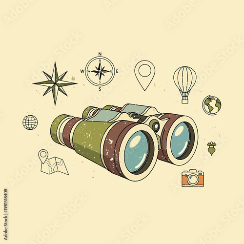Vintage Binoculars for Outdoor Exploration Adventure.