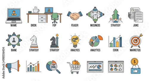 Business and Finance Icons Collection for Digital Marketing and Strategy.