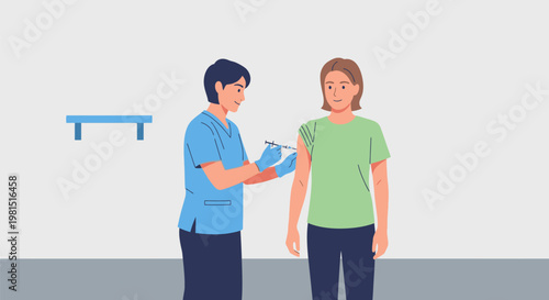 Nurse Administering Vaccine to Patient.