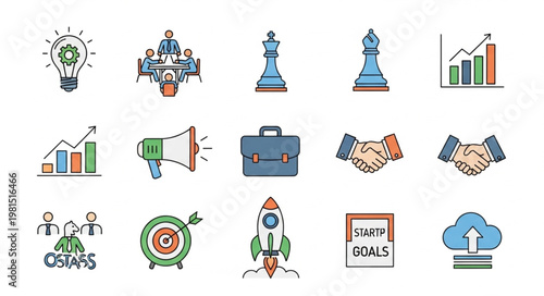 Business and Strategy Icon Set.