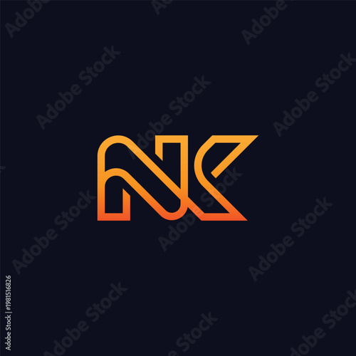 Gradient NK Monogram Logo Design 