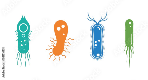 Colorful Microscopic Bacteria and Microorganisms Collection