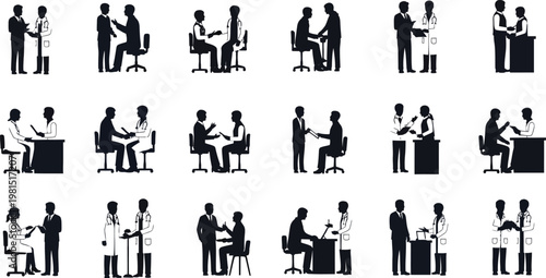Diverse professional meeting and interaction scenarios between individuals