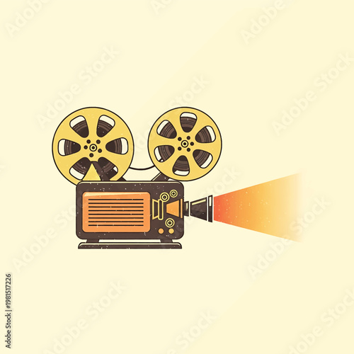 Vintage film projector in action.