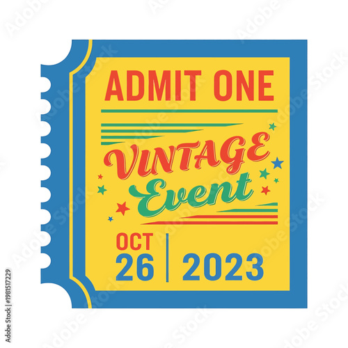 Vintage Event Ticket Stub Illustration.