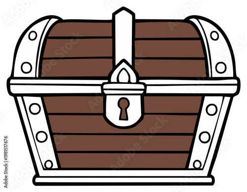Cartoon illustration of a wooden treasure chest