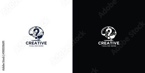 brain vector design logo, mind idea, with question mark