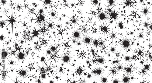 Abstract black splatter pattern on white background a chaotic and energetic visual texture