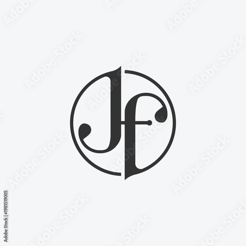 Luxury JF Monogram Logo in Circle