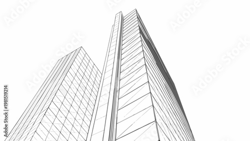 A striking black and white illustration of a modern skyscraper s facade
