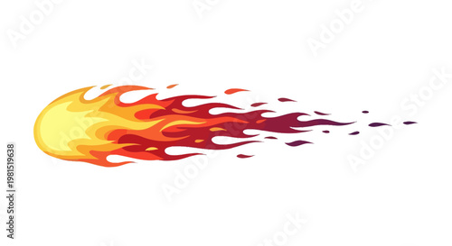 Fiery Comet Streak, Meteor Fireball with Trails, Cosmic Explosion, Space Fire