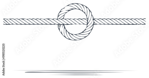 Hand drawn nautical rope with a circle knot vector line art divider