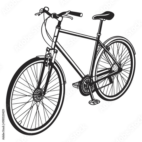 Black and white bicycle, urban bike, city bike, vector illustration, monochrome cycle