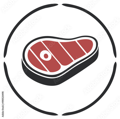 Steak Icon with Bone in Circle Graphic