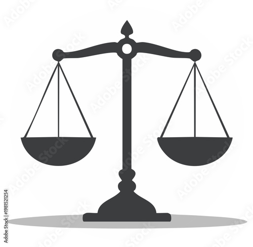Dark classic balance scale icon symbolizing justice equality law and precise measurement