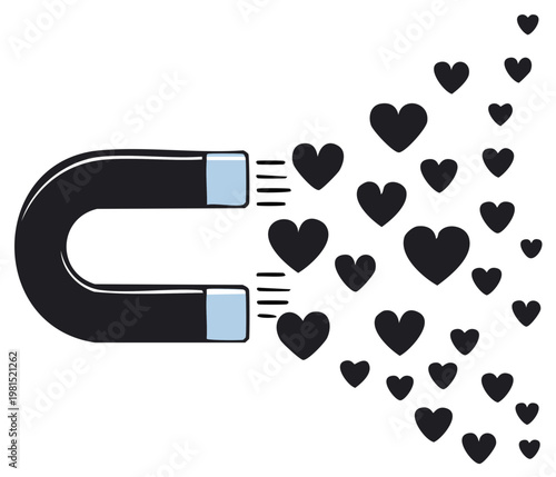 Attracting Love: Magnet and Heart Symbols Representing Affinity and Relationship