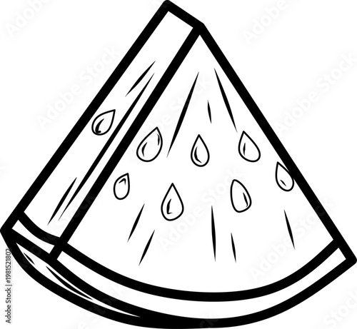 icon vector watermelon design, with various design shapes, with a hand drawn black outline style for fruit.