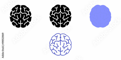 Illustrative depiction of human brains in varying colors and outlines