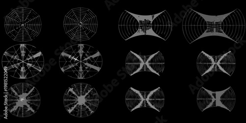 Geometric progression of abstract radial designs in grayscale