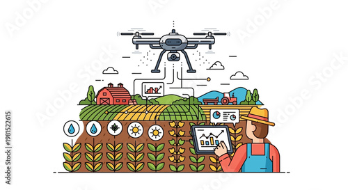 Man in overalls with drone technology.