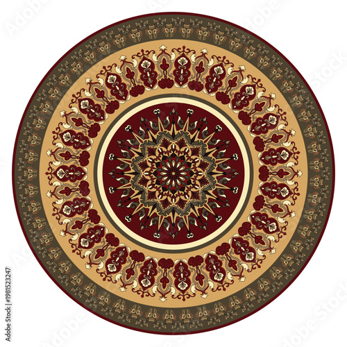 Circular rug, floor covering design, mat.