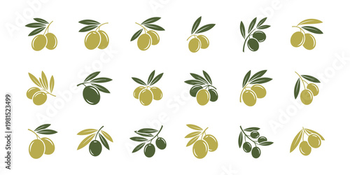 Olive oil logo design with fruit and leaf elements, clean and professional look suitable for organic products and natural branding.